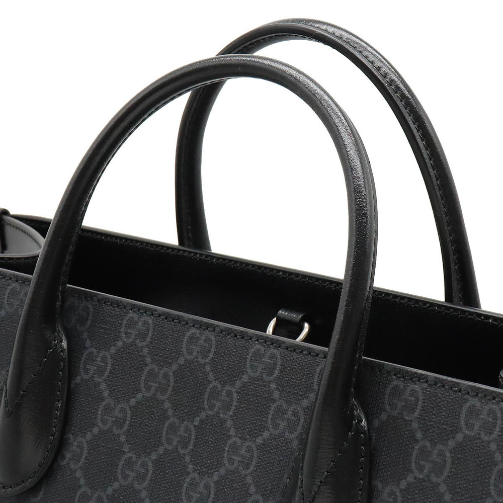 Gucci Medium Black Interlocking Tote Leather Gray… - image 4